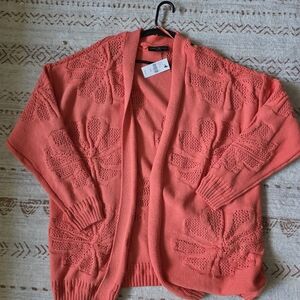 Lane Bryant Coral Floral Cardigan